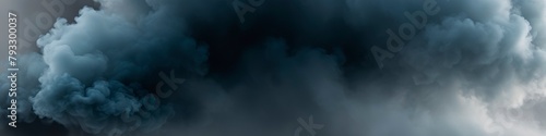 Abstract realistic gray smoke texture on dark background. Background for banner, poster, website header, place for text.	