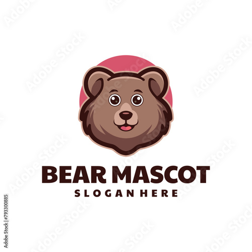 Cute Bear Cartoon Character Logo 