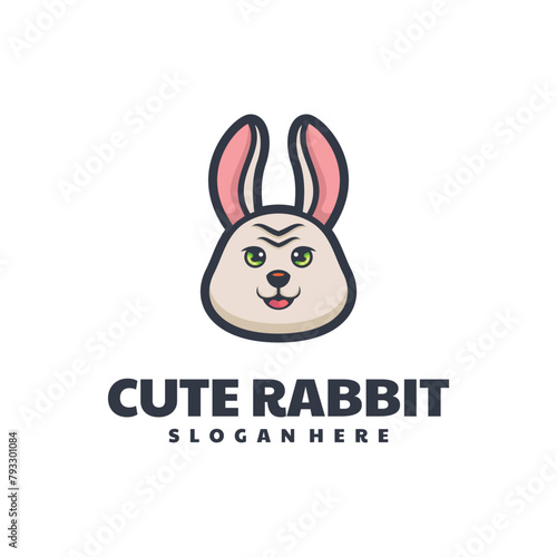 Cute Rabbit Cartoon Character Logo