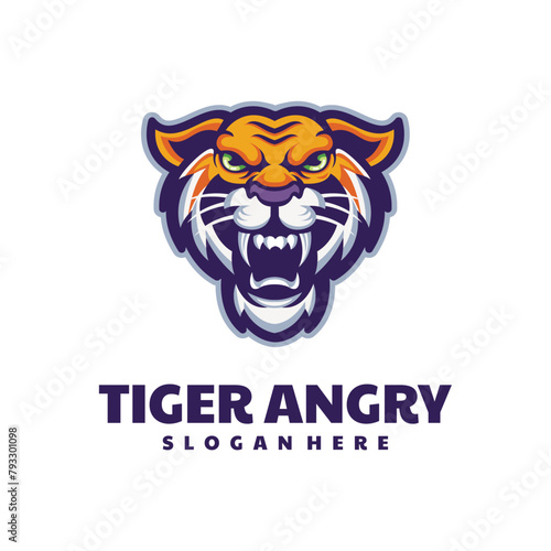 Angry Tiger Head Mascot Logo