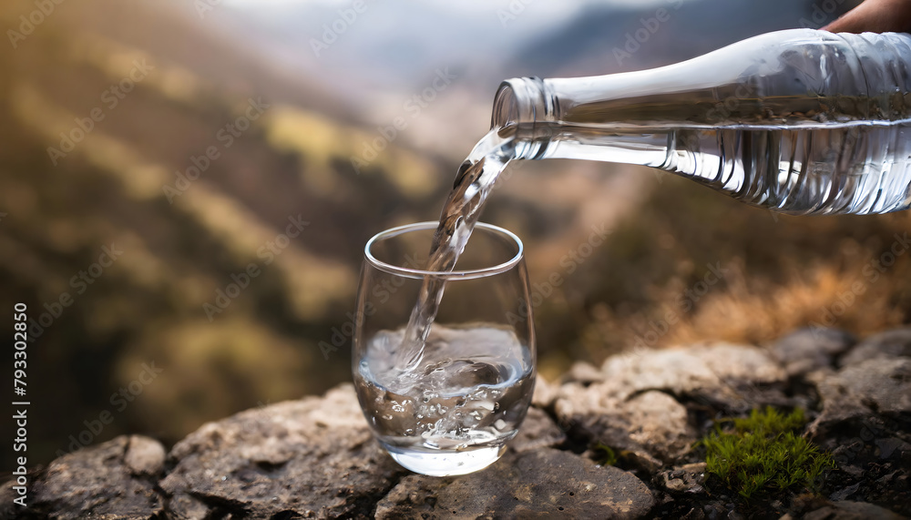Person Pouring Water Into a Glass. Generative AI Person Pouring Water Into a Glass. Generative AI