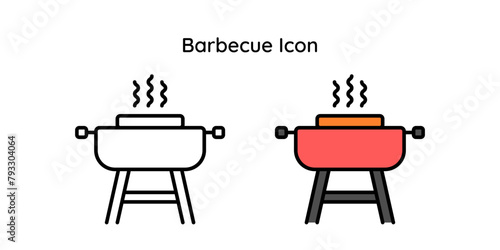 Barbecue vector icon line and line color style