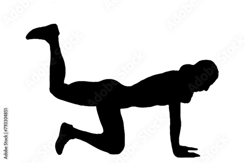 black vector image silhouette modern muscular body exercises  beauty  bodybuilding body line art. For use as a brochure template or for use in web design.