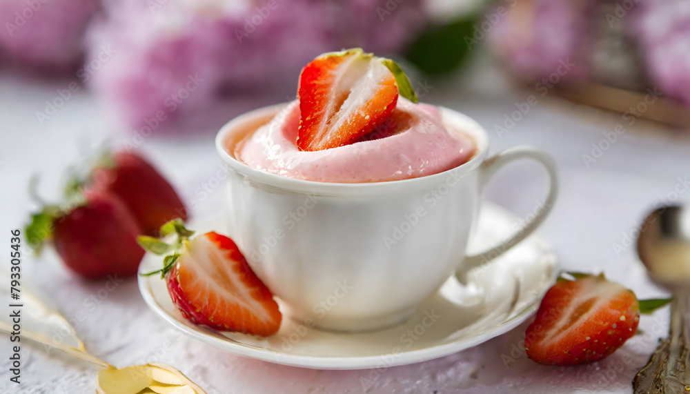 A Symphony of Sweetness: Captivating Close-Up of a Cup of Fresh Strawberries. Generative AI A Symphony of Sweetness: Captivating Close-Up of a Cup of Fresh Strawberries. Generative AI