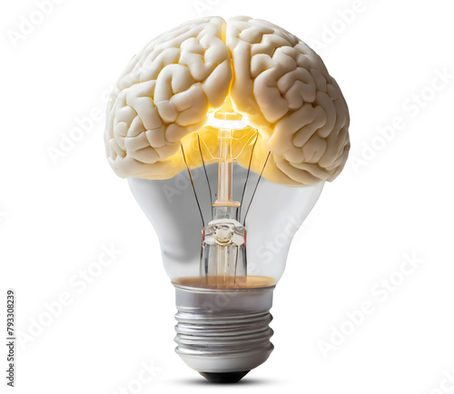 Lamp and brain symbol of mind and intelligence. Concept idea in business and education, startup and entrepreneurship.