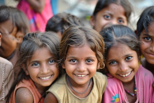 Unidentified group of Indian children posing for the camera.