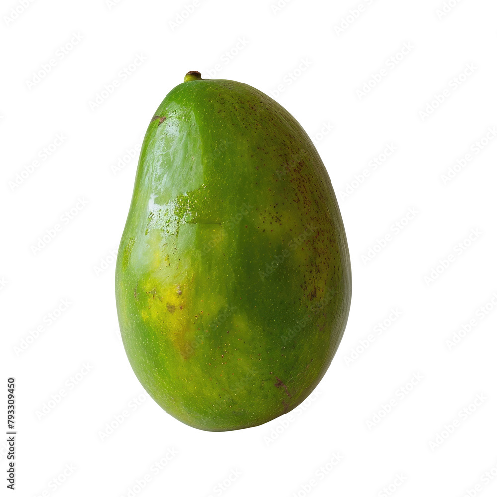 A vibrant green mango stands out beautifully against a clear transparent background A vibrant green mango stands out beautifully against a clear transparent background