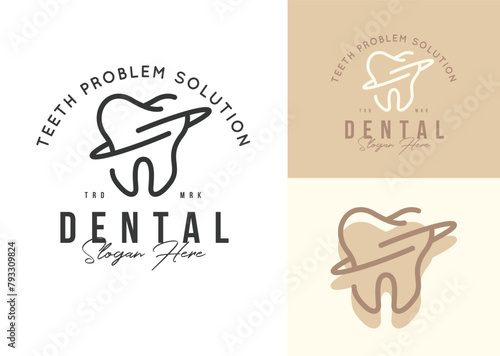 dental clinic logo vector outline illustration design