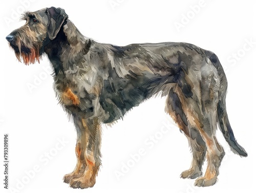 Irish Wolfhound watercolor isolated on white background photo