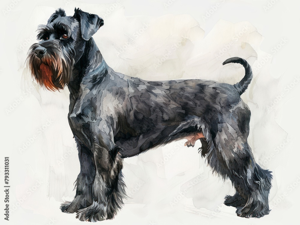 Giant Schnauzer watercolor isolated on white background Giant Schnauzer watercolor isolated on white background