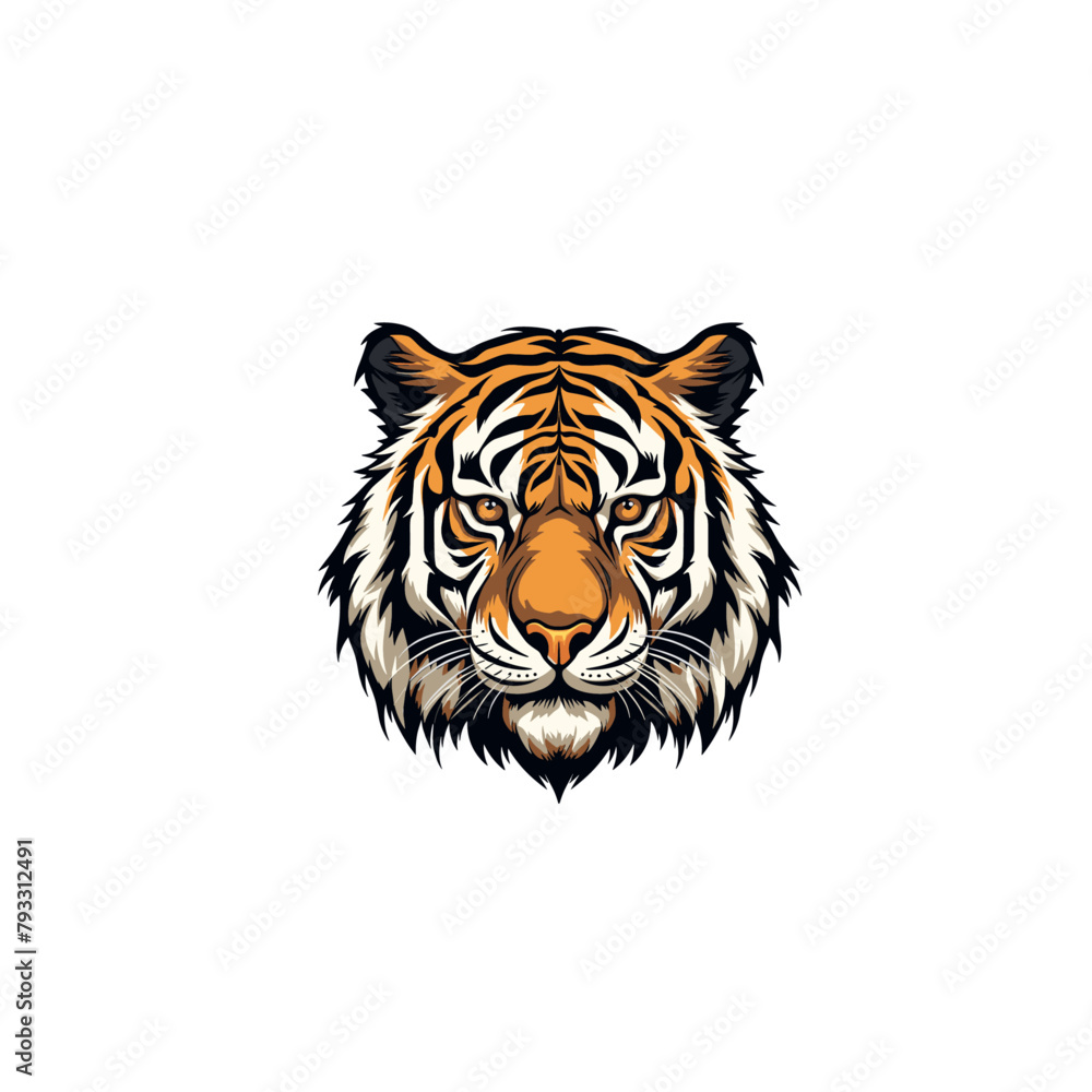 Tiger head logo flat vector design