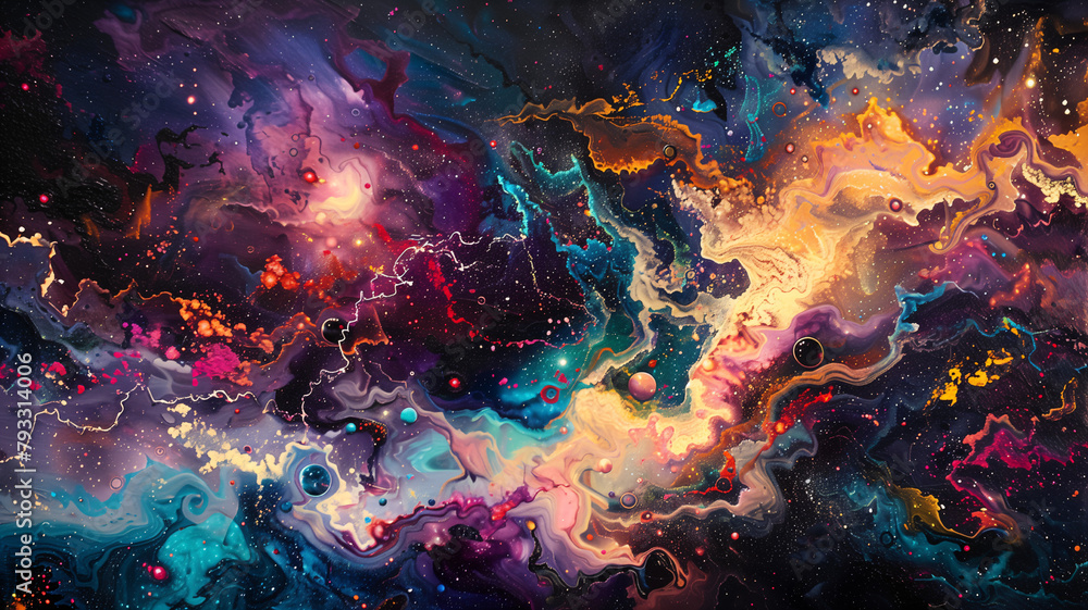 Cosmic Iridescence Artwork with Celestial Hues