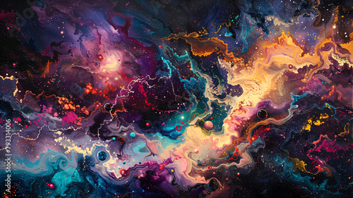 Cosmic Iridescence Artwork with Celestial Hues