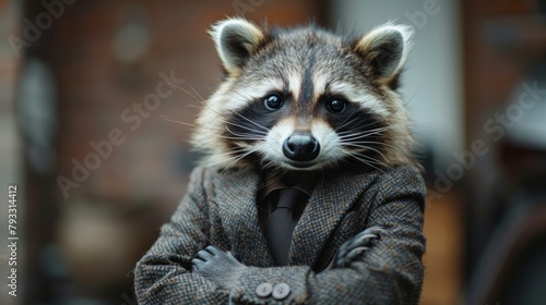 Dapper raccoon in suit jacket