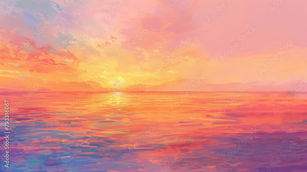 serene sunset background with vibrant hues of orange and pink painting the sky, evoking a sense of peace and serenity.