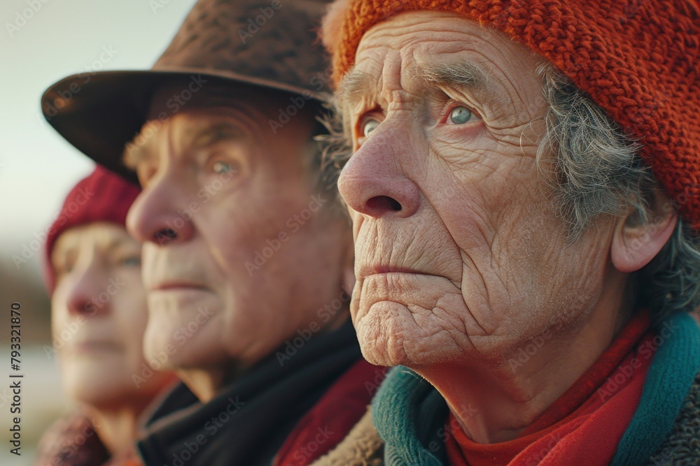 Portrait of an elderly couple in a hat on the beach. Portrait of an elderly couple in a hat on the beach.