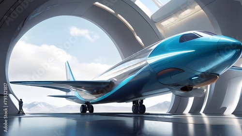 High-Speed Futuristic Jet Cruising Above Cumulus Clouds.