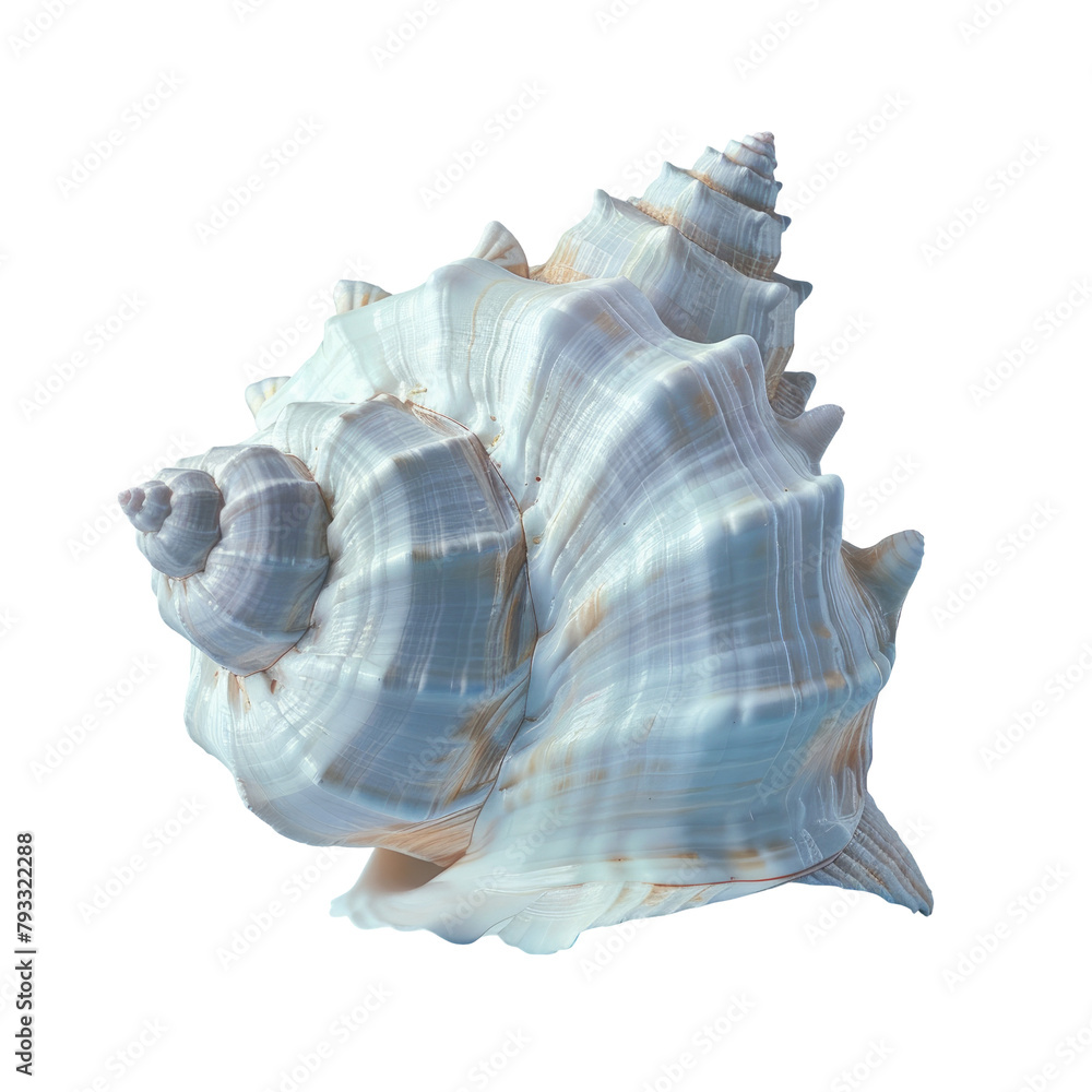 A close up shot of a seashell stands out against a soft light blue backdrop set against a transparent background A close up shot of a seashell stands out against a soft light blue backdrop set against a transparent background