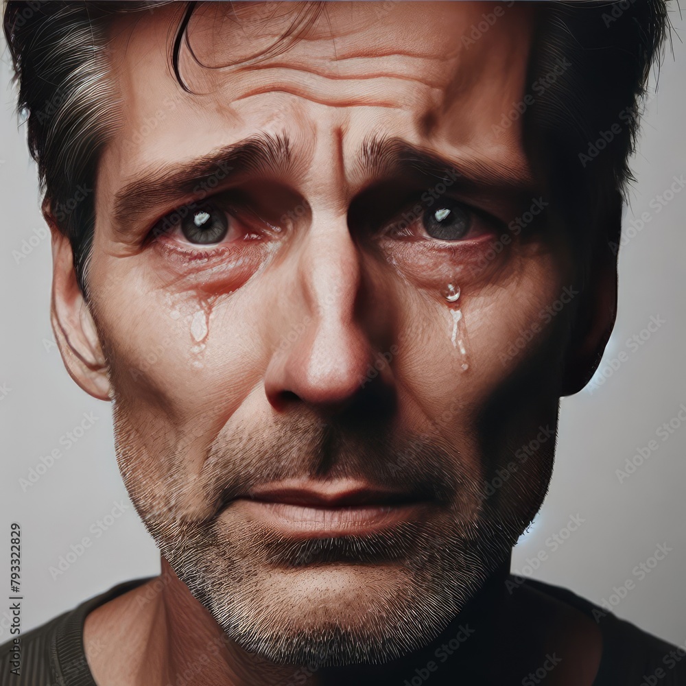 Obraz premium A crying man isolated on a white background