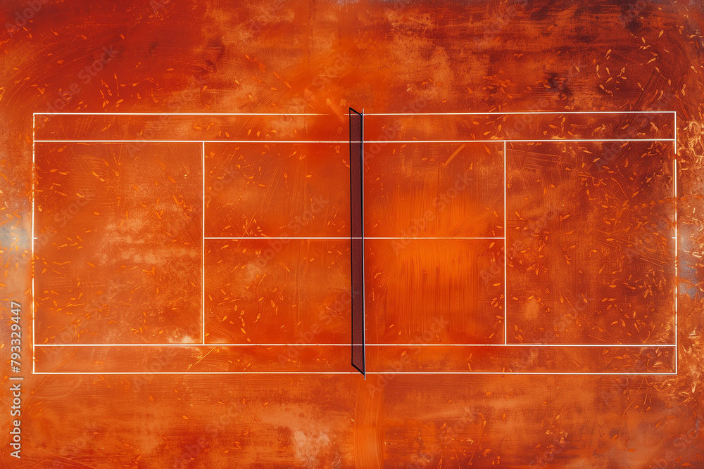 Tennis Clay Court. View from the bird's flight.