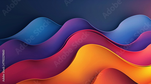 Abstract background with wavy shapes in purple, red, blue and orange colors. Wallpaper
