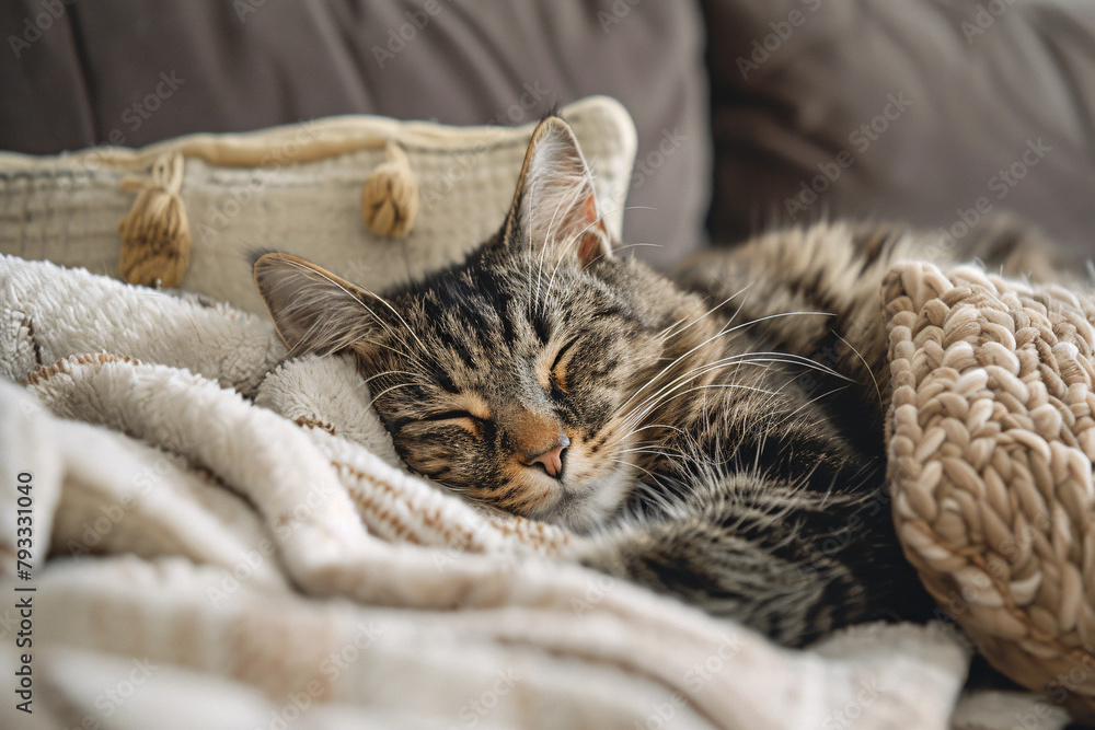 Domestic cat at cozy contemporary apartment living room interior vintage style. Domestic cat at cozy contemporary apartment living room interior vintage style.