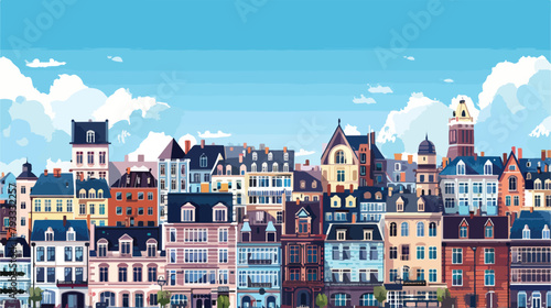 Beautiful cityscape with various city buildings built