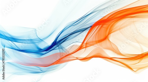 Abstract background with blue and orange smooth lines on white background © Ibad