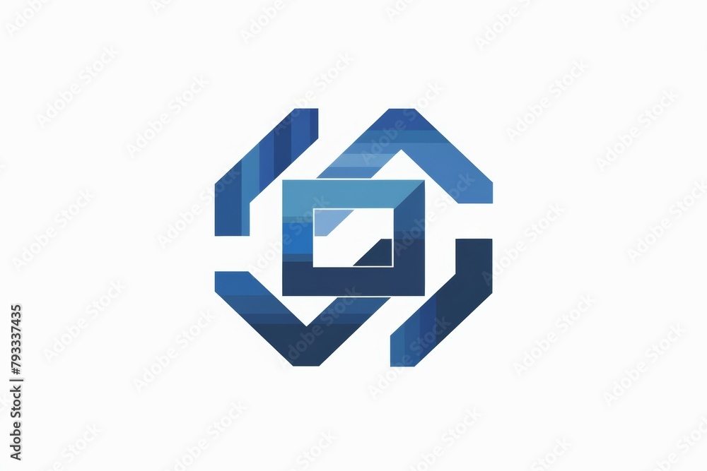 A blue and white logo with a square and a triangle A blue and white logo with a square and a triangle