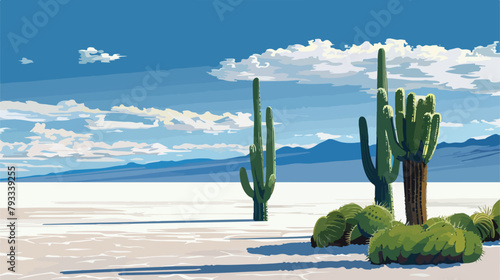 Big green cactuses on island  photo