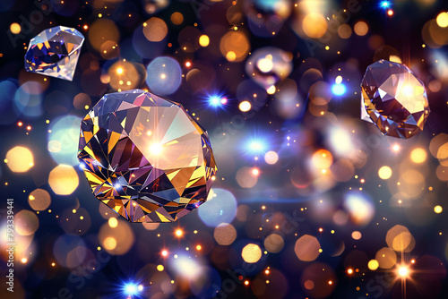 Abstract trendy sparkling diamonds bokeh background.