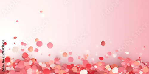 Pink confetti falling pink background, celebration