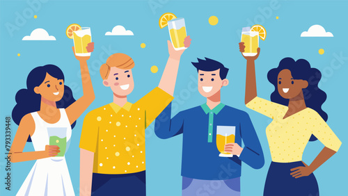 The party ends with a toast to the success of the first lemonade stand as everyone raises their glasses of lemonade in celebration of the