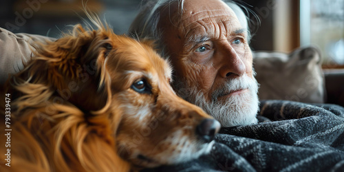 Elderly person resting next to his dog © Gabriela