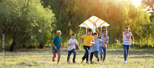 Children flying kite on sum...