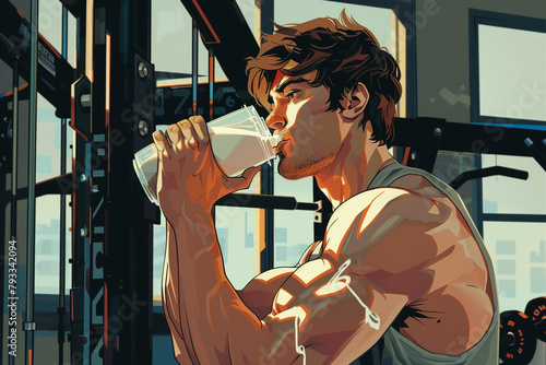 Athlete consuming a protein drink after an intense training session