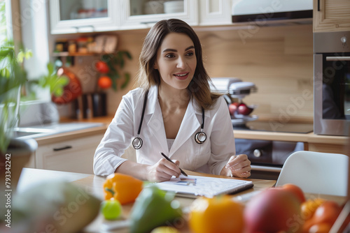 Nutritionist advising on dietary choices in a clinic photo