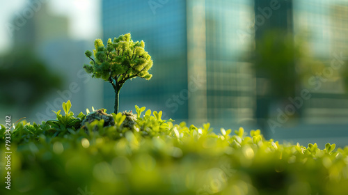 eco sustainable corporate miniature macro photography tilt shift office green lens clean energy earth world future environment business emissions safety CSR responsibility