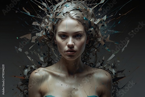 surreal artwork that visually portrays the chaotic and fragmented nature of man trouble mind , utilize disjointed elements , distorted perspectives melting forms and unpredicted color scheme to captur
