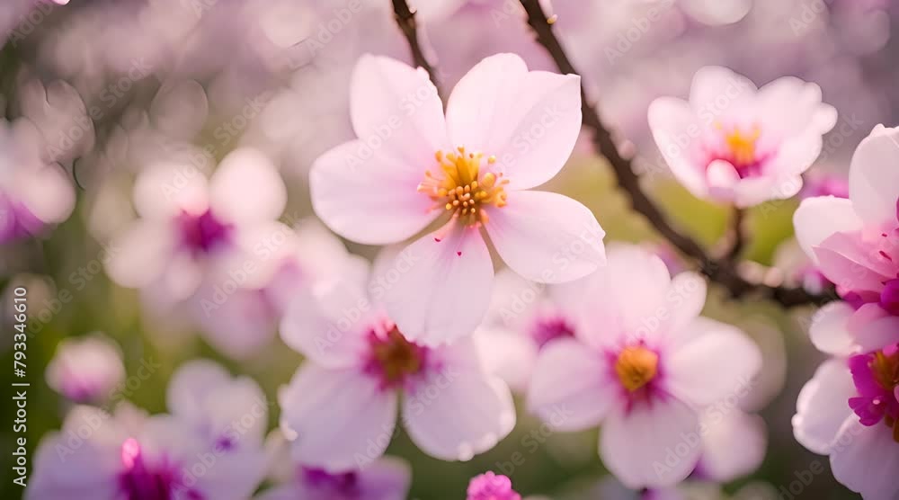 Timeless Spring: Cherry Blossoms in Full Bloom with a Perpetual Breeze and Descending Petals Timeless Spring: Cherry Blossoms in Full Bloom with a Perpetual Breeze and Descending Petals