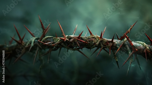 Silhouette of thorn wreath as symbol of death and resurrection of Jesus Christ. Close up.