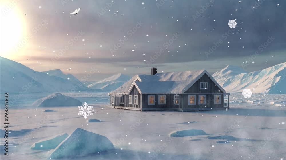 Delight in the tranquility of a 4K loop: winter house setting Delight in the tranquility of a 4K loop: winter house setting