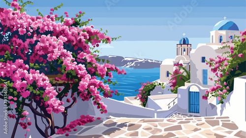 Bougainvillea tree with pink flowers and whit