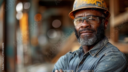 Experienced worker with a confident smile at industrial site