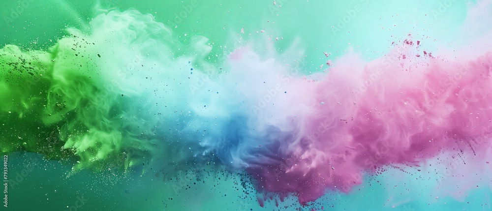 reezing motion of colorful powder exploding on a isolated pastel background Copy space creates an abstract and vibrant texture