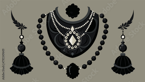 A selection of antique mourning jewelry with black jet beads and intricate detailing paying homage to the Victorian era tradition of remembrance..