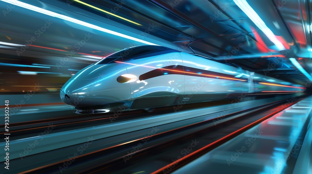 Futuristic high-speed train in motion