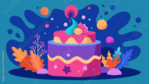 The birthday cake was a magnificent underwater scene with sugar coral seashells and jellyfish made out of frosting.