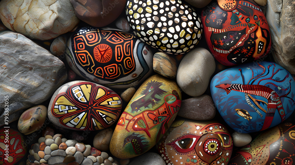 Vibrant Variety of thematically diverse Hand-painted Rocks showcasing Analogue Stories of life