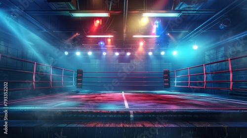 Empty ring boxing arena background generative ai